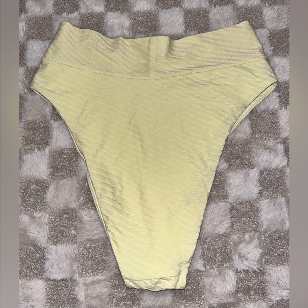 Aerie swim Light Yellow High-Waisted Bikini Bottom size Large - Picture 2 of 3